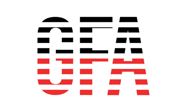 GFA three initial letter iconic line negative space minimal logo design vector template. monogram, abstract, wordmark, business, typography, minimalist, brand, company, flat, modern, unique, simple