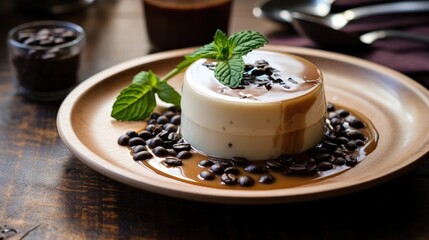 An Italian panna cotta with coffee
