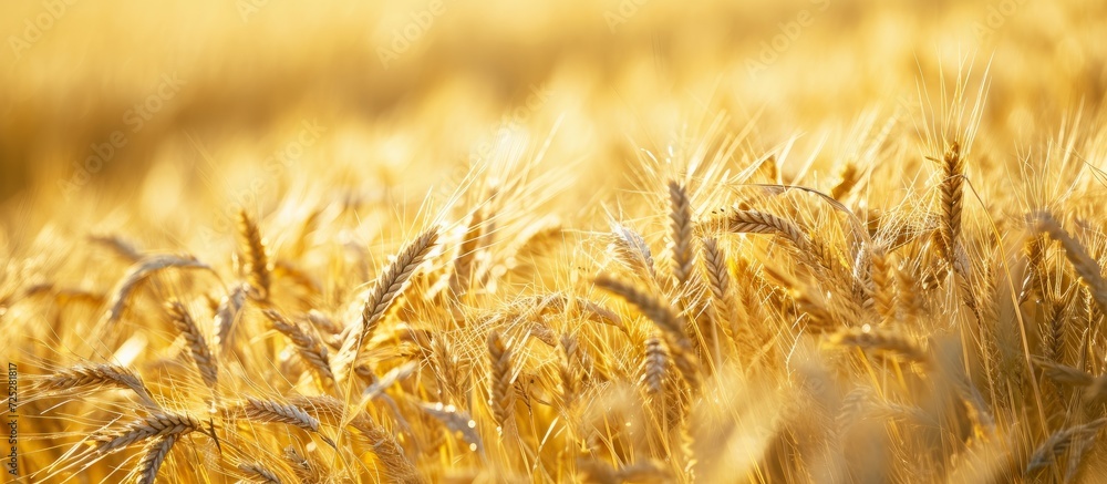 Wall mural Scenic rural countryside with yellow cereals.