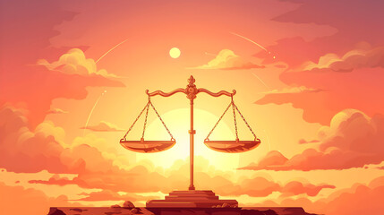 the iconic scale of justice, symbolizing the delicate balance and fairness inherent in legal systems - obrazy, fototapety, plakaty