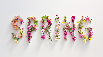 Floral Elegance: A Blossoming 'SPRING' Typography Delight. Generative AI