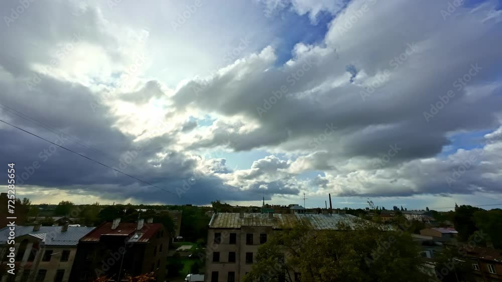 Poster see the breathtaking daytime sky as it gracefully transforms and pure white clouds floating above ad