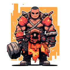 Fototapeta premium Art Illustration Warrior with Armor and weapon style abstraction, sticker, print t-shirt design PNG transparent