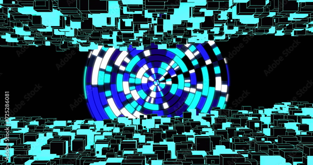 Poster image of scope scanning and network of connections on black background