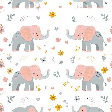 cute elephant seamless pattern © Hungarian