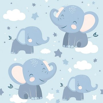 cute elephant seamless pattern © Hungarian