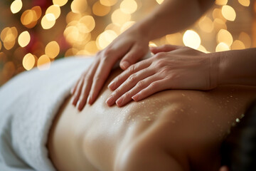 Tranquil Moments, Professional Back Massage in a Peaceful Spa Environment - obrazy, fototapety, plakaty