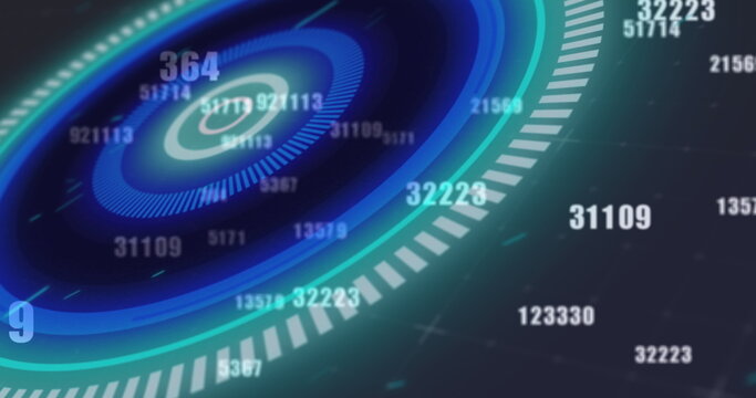 Image of scope scanning and numbers changing over grid in the background