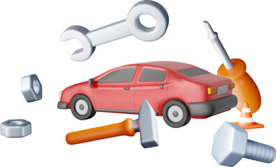 Naklejka premium 3D Car Repair Concept