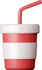 3d Realistic Red Disposable Cup with Straw