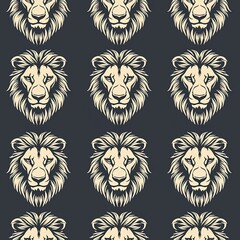 Lions Head Seamless Pattern