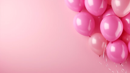 3d of balloon with copyspace on pink background. Generative AI.