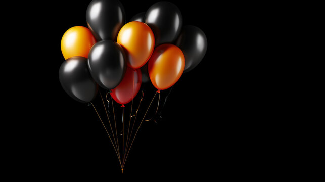 3d of balloon with copyspace on black background. Generative AI.