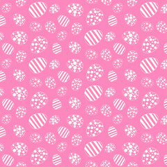 Cute hand drawn Easter horizontal seamless pattern with bunnies, flowers, easter eggs, beautiful background, great for Easter Cards, banner, textiles, wallpapers - vector design