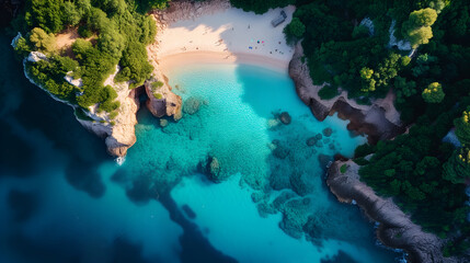 Overhead view of a ocean with turquoise water