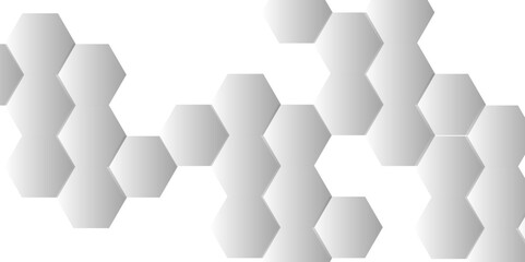 Obraz na płótnie Canvas Abstract white background with hexagons pattern. White abstract vector wallpaper with hexagon grid. 3D technology Futuristic honeycomb mosaic white background. 
