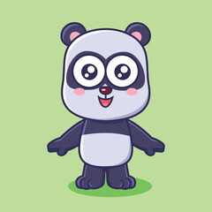Cute panda animal cartoon character vector Illustration.