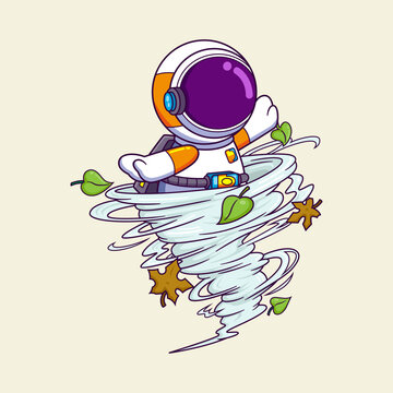 recommend clip art: Cute astronaut trapped in a tornado cartoon character