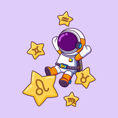 Happy Astronaut jumping Star In Space