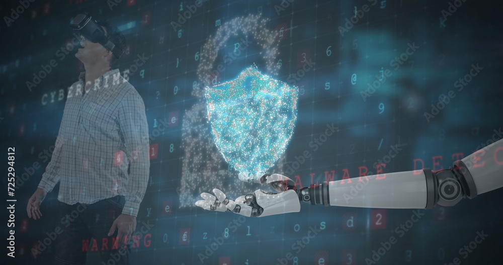 Aufkleber a digitally generated image depicts a cyber security concept with vr and robotic elements.