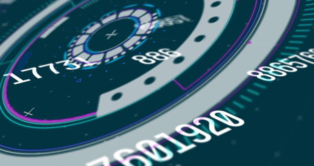 Image of scope scanning and numbers changing over blue background