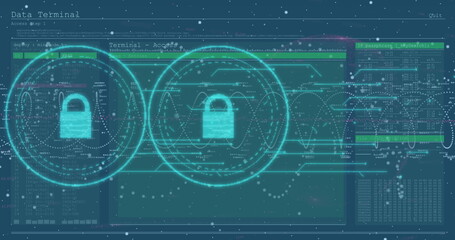 Image of padlock icons and data processing