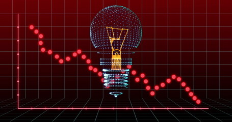 Image of light bulb, statistics and data processing