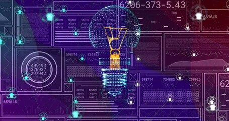 Image of light bulb, connections and data processing