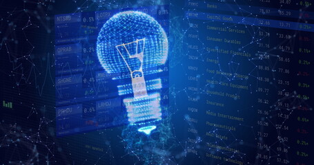 Image of light bulb and data processing