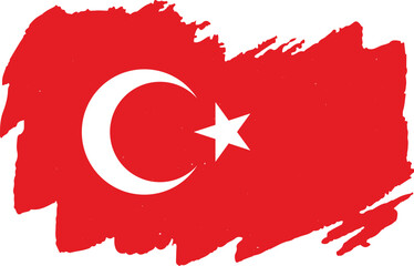 Obraz premium Turkiye flag in brush stroke effect on white background, vector design