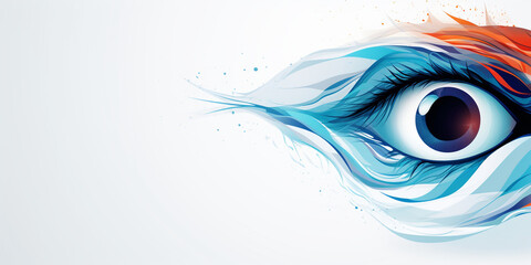 Surrealistic Eye Tattoo Design With Blue And Orange Swirls.