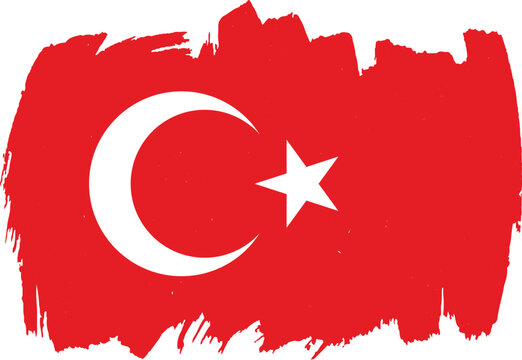 Turkiye flag, Brush strokes, Brush painted Turkiye flag on a white background, vector design