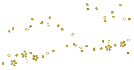 和の伝統工芸「蒔絵」風に仕上がる、金箔桜の切抜き素材