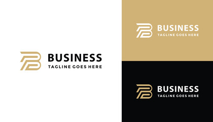 Golden Initial Letter B with Luxury Elegant Line Art Logo Design