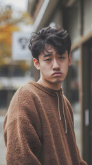 Fototapeta premium asian man serious face
