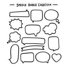 black white hand drawing speech bubble collection