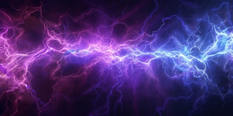 Electric plasma streams, with bright, flowing currents of purple and blue energy - obrazy, fototapety, plakaty