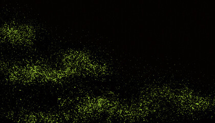 黒漆風の背景に舞い踊る緑色箔、伝統ある和風のイメージ