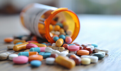 
A close - up of an open prescription bottle with various pills spilling out, symbolizing the role of pharmacists in medication management