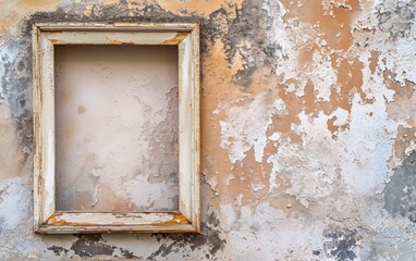 An empty, weathered rectangular frame stands as a silent witness to the passage of time