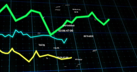 Image of globe and graphs on black background