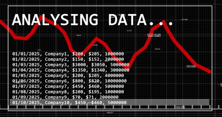 Image of financial data processing over black background