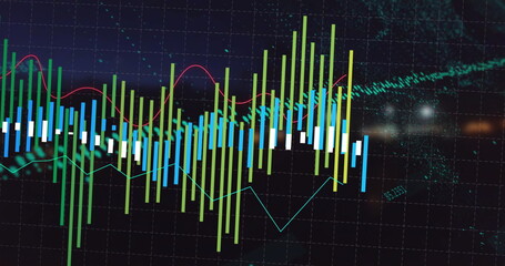 Image of financial data processing over black background