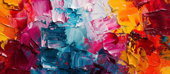 Vibrant oil paint strokes on canvas. - obrazy, fototapety, plakaty