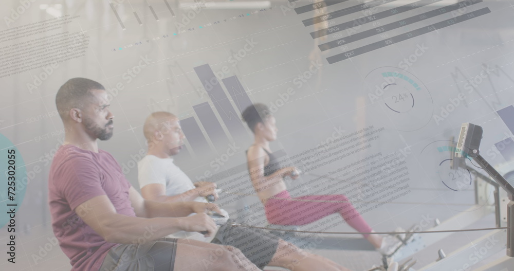 Poster image of interface processing data over diverse group training on rowing machines at gym