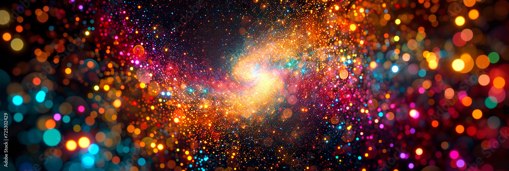 Wall mural glitter abstract background of multi colored particles in the form of a spiral golden ratio