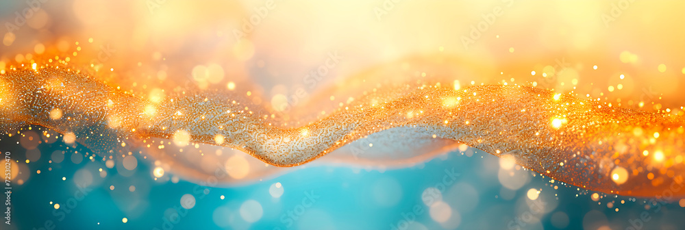 Wall mural festive glitter wavy abstract background of sparkling particles