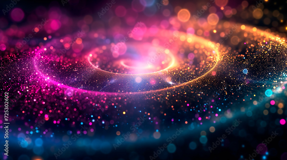 Wall mural glitter abstract background of multi colored particles in the form of a spiral golden ratio