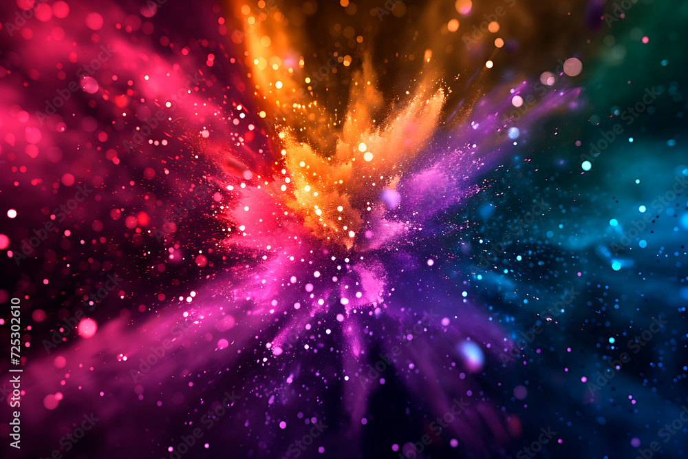 Wall mural festive glitter abstract background of multi colored particles