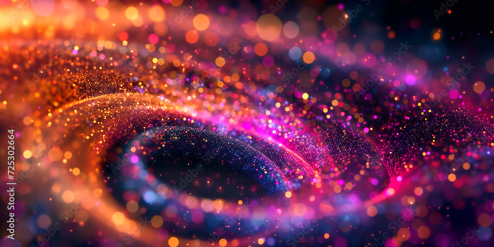 Wall mural glitter abstract background of multi colored particles in the form of a spiral golden ratio